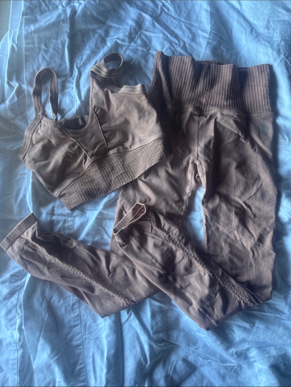 FP Movement by Free People Brown Seamless Leggings and Sports Bra Set